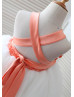 Orange Flowers Ivory Tulle Handkerchief Hem Romantic Flower Girl Dress